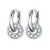Pendientes de Plata de Ley 925, Pendientes Redondos Geométricos Personalizados Incrustados con Diamantes para Mujer, Nuevos Pendientes de Estilo Moderno 2025