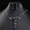 Collar con Pendientes de Gota de Cristal Europeos y Americanos Transfronterizos Joyería Set para Mujer Accesorios para Vestido de Boda de Noche Set de Boda