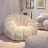 Sofá Calabaza de Lana de Cordero Lujo Ligero Blanco Lindo Sofá Individual para Dormitorio Balcón Estilo Crema Sofá Perezoso Casual