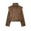 Roupas Femininas Europeias e Americanas Transfronteiriças Moda Outono Casual Retrô Jaqueta Casaco Trench Coat de Manga Curta Longa Outerwear