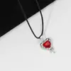 Collar de Cuerda Negro Oscuro Dulce Fresco con Colgante de Corazón Rojo Cruz y Ala Negra, Joyería Transfronteriza Estilo Punk Metálico