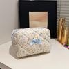 2025 Venda Direta da Fábrica Pequena Fresca Estampada Laço Bolsa de Maquiagem Portátil Necessaire Bolsa de Armazenamento Bolsa Tofu