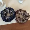 Lazo Oscuro de Encaje a Cuadros Otoño para Moño Cola de Caballo Cuerda para el Cabello Cuerda para el Cabello Coreana de Alta Gama