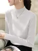 Tricô de Gola Alta Meia-Calça Feminino 2026 Outono/Inverno Novo Suéter Slim Fit Pulôver Estiloso Camada Base A7692