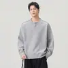 Moletom Redondo com Botões para Homens, Coleção Outono/Inverno 2026, Moda Tendência Lã Sintética, Estilo High Street Americano, Manga Longa Masculino