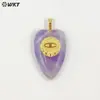 Wt-P2047 Colar Pingente Acessórios Pedra Lisa Formato de Coração Longo Cristal de Morango Ametista Olho de Hórus Incrustado