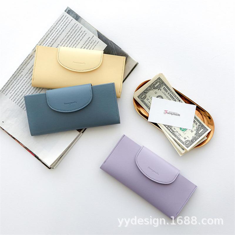 女士一体式长款双折双层PU 皮革钱包
