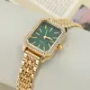 Relógio de Quartzo Simples em Liga de Metal Estilo Coreano Relógio Quadrado com Pulseira de Aço Relógio Criativo Feminino com Diamantes Relógio Feminino Elegante de Nicho com Temperamento