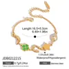 Pulsera de Acero Inoxidable Chapado en Oro de 18K con Diseño de Trébol de Cuatro Hojas y Goteo de Aceite, Estilo Tranquilo y Dulce para Mujer, Joyería Transfronteriza de Lujo Ligero con un Diseño Único