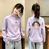 2026 Outono/Inverno Nova Camiseta de Manga Longa para Meninas Camada Base Lã Alemã Infantil Estilosa Quente Crianças Médias e Grandes Top Versátil