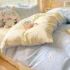 Ins Dibujo Animado Chica Corazón Rosa Cuadros Pastel Gatito Algodón Lavado Cama Sábanas Cubre Edredón Juego de Tres Piezas Dormitorio de Cuatro Piezas