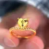 Anillo de estrella corazón microincrustado estilo joyería de oro para mujer, anillo con forma de corazón facetado, anillo de tres oros con forma de corazón, regalo para novia