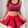 Fábrica Aliexpress Transfronterizo Nuevo Uniforme de Porrista Azul Fresco y Blanco para Mujer Ajustado Sexy Traje Uniforme