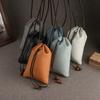 Bolso Bandolera Corsé con Cordón de Ajuste de Piel de Vaca de Capa Superior Almacenamiento Billetera Bolso para Teléfono Móvil Cuero Genuino Cubrevasos Universal