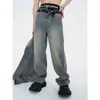 Jeans Retrô Americano para Homens de Primavera e Outono, Novo Estilo Masculino Nostálgico Azul Lavado Vintage Jeans de Perna Reta Tendência