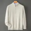 Suéter para Hombre de Media Cremallera 100% Lana Pura Amigable con la Piel Manga Larga Otoño/Invierno Nuevo Jersey de Punto Capa Base
