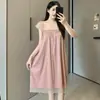 Estilo Nuevo de Verano 2026 Camisón de Manga Corta de Longitud Media para Mujer, Malla Fina Linda y Dulce Estilo Princesa Ropa de Casa