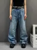 Nuevos pantalones vaqueros de corte oblicuo estilo retro americano para hombre y mujer, modernos, a la moda, versátiles, holgados, lavados, de pierna ancha, pantalones sencillos