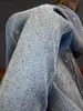 Jeans de Pierras Strass Pierna Ancha para Mujer, Nuevo Diseño Primavera 2026, de Cintura Alta de Moda, Holgados, Corte Recto Estrecho, Pantalones Rectos con Caída