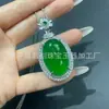 Colgante de Huevo de Paloma de Calcedonia Verde Hielo Incrustado Plateado al Por Mayor, Colgante de Jade Gota de Agua de Ágata Verde Sol, Múltiples Estilos Disponibles
