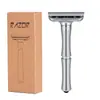 Barbeador de Segurança Ajustável RZACLEA, Liga de Zinco, Ajuste de Afiação de 8 Marchas, Botão de Pressão para Abrir a Cabeça, Lâmina Simples Dupla Face Barbeador Manual Masculino
