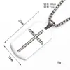 Collar con Colgante de Cruz de Zirconia Personalizada de Marca Militar de Venta Caliente Transfronteriza Europea y Americana, Moda y Versátil de Acero de Titanio para Hombres