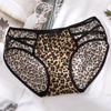 Venda Direta da Fábrica Combinação Estampa de Leopardo Seda Gelada Renda Sexy Roupa Íntima Feminina Cintura Média-Baixa Estampa de Leopardo Roupa Íntima Erótica Levanta Bumbum Feminino
