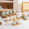 Meichenda Vajilla Japonesa Creativa Cocina Cerámica Botella de Aceite Botella de Salsa de Soja Vinagre Botella de Aceite Olla de Vinagre Olla de Condimentos con Bambú y Madera