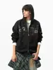 Sudadera estilo americano para otoño/invierno de forro polar de 350 g, unisex, con diseño estampado, talla grande, corte holgado, casual y adecuada para parejas como cárdigan o prenda exterior