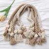 Amarra de Cortina com Franjas de Algodão e Linho, Estilo Pastoral, Madeira Natural, Magnético Forte, Tiras de Cortina Sem Furos, Amarras de Corda, Atacado do Fabricante, Atração Magnética