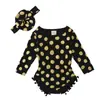 Ropa de Bebé Verano Niñas Ropa de Envolver Culo Traje de Escalada Triangular Bronceado Lunares Pompón Cinta para el Cabello Mono de Manga Larga para Bebé