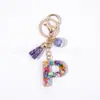 26 Chaveiros do Alfabeto Inglês com Tassel, Acessórios Pingente DIY para Bolsa em Resina Cristal, Chaveiros da Moda Femininos