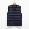 Chaleco de plumón Pinghu para hombre, chaqueta ligera de plumón, con cuello redondo, color liso, talla grande, para otoño e invierno
