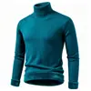 Suéter de cuello alto con forro de polar para hombre, tejido de punto polar engrosado de una pieza para invierno, jersey base cálido ajustado estilo coreano para hombre
