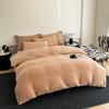 Juego de Cuatro Piezas de Terciopelo de Leche Transfronterizo, Estilo Falda de Cama de Terciopelo Coral Engrosado de Doble Cara, Juego de Tres Piezas de Funda de Edredón Cálida con Forro Polar, Lujo Ligero