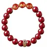 Regalo para el Año del Caballo: Pulsera de Cinabrio Rojo para Hombres y Mujeres, Pulsera Roja de Tres Alianzas Zodiacales, Accesorio Propicio, Joyería para la Mano