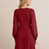 Vestido de Manga Larga de Color Sólido, Cuello Redondo, Botones, Corte Ajustado, para Mujer, Estación de Primavera Temprana 2025, Estación Independiente de Amazon, Transfronterizo