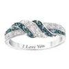 Anel Romântico Exquisito de Nicho Azul e Branco Cravejado com Diamantes, Banho Eletrolítico, Venda Quente Transfronteiriça, Anel de Casamento, Acessórios de Alta Qualidade para Mulheres