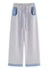 Moda de Comercio Exterior 2025 Otoño Nuevo Pantalones Holgados de Pierna Ancha con Empalme de Cuadros en Contraste y Caída Relajada