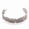 Pulseira Bohemian de Aço Inoxidável Europeia e Americana com Abertura Ajustável Pulseira com Design Simples Retrô de Pena Pulseira para Mulheres