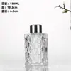 Botella de fragancia con forma de diamante muy atractiva, vidrio transparente, auto-rellenable con varillas y flores secas, botella vacía para decoración de baño y dormitorio, botella vacía de aromaterapia