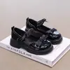 Zapatos Mary Jane de cuero estilo británico para niñas con lazo, zapatos de suela blanda, zapatos de princesa para primavera y otoño, zapatos escolares para actuaciones infantiles