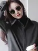 Camisa Gris para Mujer 2026 Primavera y Otoño Nuevo Estilo Estilo Hong Kong Diseño Retro Camisa de Cuello Polo Top de Manga Larga de Gama Alta