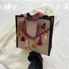 Bolsa feminina de estilo étnico de grande capacidade 2023 borla de verão bolsa de ombro de algodão e linho bolsa de moda atacado transfronteiriço