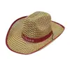 Chapéu Masculino com Proteção Solar, Aba de Bambu, Chapéu de Sol, Chapéu de Cowboy Ocidental, Chapéu de Palha Masculino para Primavera e Verão, Chapéu de Praia