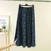 Nueva falda de línea A de verano, falda midi de moda de algodón y seda fina, cintura elástica, adelgazante, elegante, holgada, casual, dobladillo amplio
