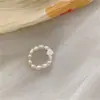 Anel de Pérola de Água Doce Natural Estilo Coreano Vintage Fresco Luxo Leve Nicho Trevo de Quatro Folhas Estrela de Cinco Pontas Anel de Pérola para Mulheres