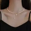 Colar de Pérolas com Pingente de Borboleta de Água Doce Natural para Mulheres, Simples e Único com um Toque de Luxo, Colar de Coração Deslizante Versátil Tendência