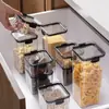 Frasco de almacenamiento de cocina con cierre hermético, frasco de almacenamiento de grado alimenticio para el hogar, caja de plástico transparente sellada para hierbas, caja de almacenamiento de especias