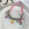 Colar com Pingente Estrela Colorida de Dopamina Doce Cool Spice Girl Design de Nicho Corrente para Clavícula Colar Elegante da Moda Trendy